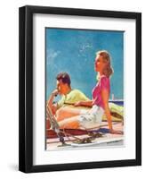 "Couple on Sailboat,"August 1, 1939-McClelland Barclay-Framed Premium Giclee Print