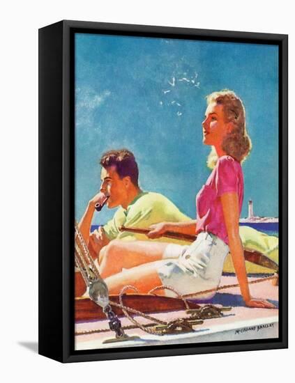 "Couple on Sailboat,"August 1, 1939-McClelland Barclay-Framed Stretched Canvas