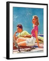 "Couple on Sailboat,"August 1, 1939-McClelland Barclay-Framed Giclee Print