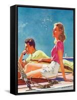"Couple on Sailboat,"August 1, 1939-McClelland Barclay-Framed Stretched Canvas