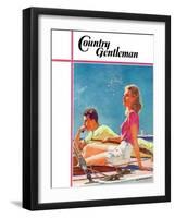 "Couple on Sailboat," Country Gentleman Cover, August 1, 1939-McClelland Barclay-Framed Giclee Print