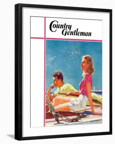 "Couple on Sailboat," Country Gentleman Cover, August 1, 1939-McClelland Barclay-Framed Giclee Print