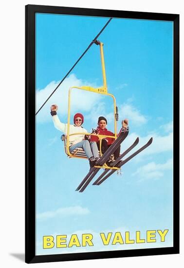 Couple on Ski Lift, Bear Valley-null-Framed Art Print