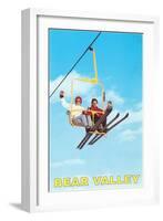 Couple on Ski Lift, Bear Valley-null-Framed Art Print