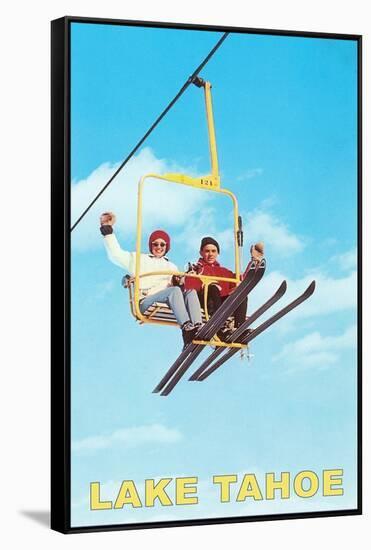 Couple on Ski Lift, Lake Tahoe-null-Framed Stretched Canvas