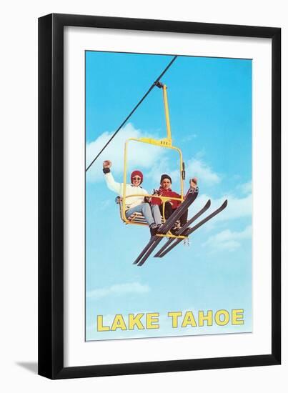Couple on Ski Lift, Lake Tahoe-null-Framed Art Print