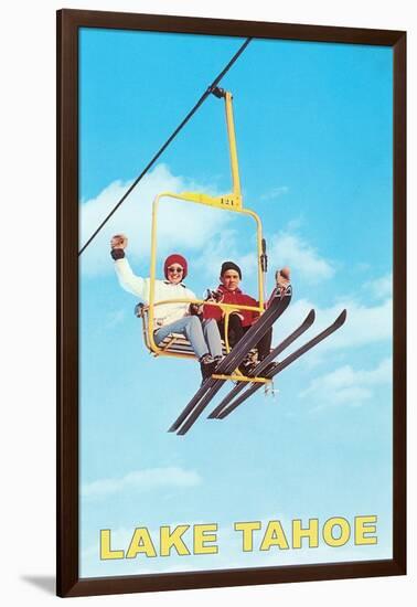 Couple on Ski Lift, Lake Tahoe-null-Framed Art Print