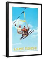 Couple on Ski Lift, Lake Tahoe-null-Framed Art Print