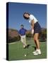 Couple on the Golf Cource-Chris Trotman-Stretched Canvas