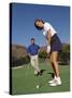 Couple on the Golf Cource-Chris Trotman-Stretched Canvas