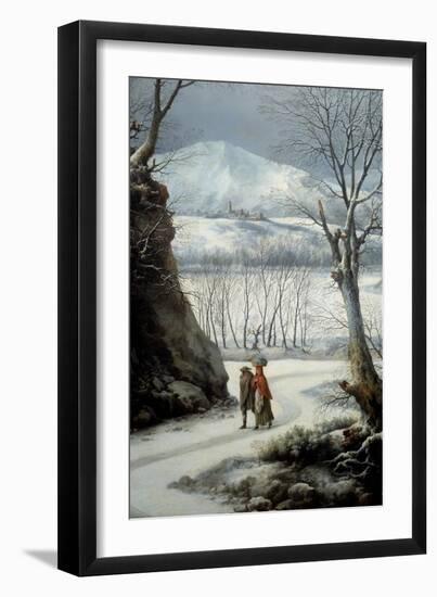 Couple on the Road in the Middle of Winter, 18Th Century (Oil on Canvas)-Francesco Foschi-Framed Giclee Print