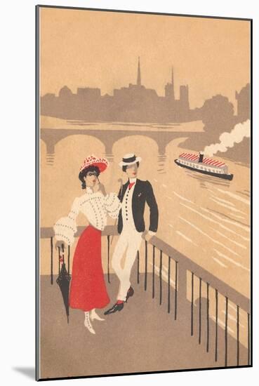 Couple on the Seine, Graphics-null-Mounted Art Print