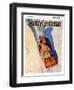 "Couple on Toboggan," Country Gentleman Cover, January 1, 1929-McClelland Barclay-Framed Giclee Print