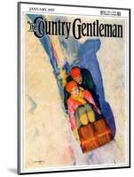 "Couple on Toboggan," Country Gentleman Cover, January 1, 1929-McClelland Barclay-Mounted Giclee Print