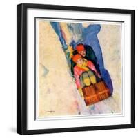 "Couple on Toboggan,"January 1, 1929-McClelland Barclay-Framed Giclee Print