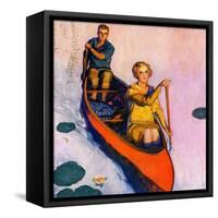 "Couple Paddling Caone,"August 1, 1929-McClelland Barclay-Framed Stretched Canvas