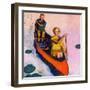 "Couple Paddling Caone,"August 1, 1929-McClelland Barclay-Framed Giclee Print