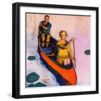 "Couple Paddling Caone,"August 1, 1929-McClelland Barclay-Framed Giclee Print