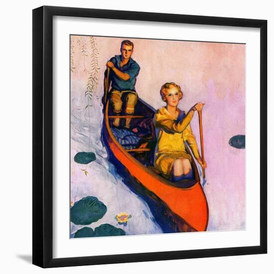 "Couple Paddling Caone,"August 1, 1929-McClelland Barclay-Framed Giclee Print