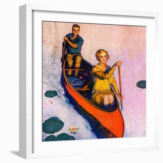 "Couple Paddling Caone,"August 1, 1929-McClelland Barclay-Framed Giclee Print