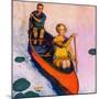 "Couple Paddling Caone,"August 1, 1929-McClelland Barclay-Mounted Giclee Print