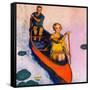 "Couple Paddling Caone,"August 1, 1929-McClelland Barclay-Framed Stretched Canvas