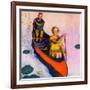 "Couple Paddling Caone,"August 1, 1929-McClelland Barclay-Framed Giclee Print