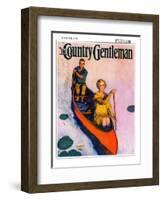 "Couple Paddling Caone," Country Gentleman Cover, August 1, 1929-McClelland Barclay-Framed Giclee Print