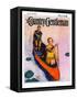 "Couple Paddling Caone," Country Gentleman Cover, August 1, 1929-McClelland Barclay-Framed Stretched Canvas