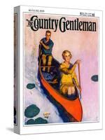 "Couple Paddling Caone," Country Gentleman Cover, August 1, 1929-McClelland Barclay-Stretched Canvas