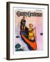 "Couple Paddling Caone," Country Gentleman Cover, August 1, 1929-McClelland Barclay-Framed Giclee Print