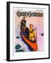 "Couple Paddling Caone," Country Gentleman Cover, August 1, 1929-McClelland Barclay-Framed Giclee Print