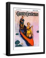 "Couple Paddling Caone," Country Gentleman Cover, August 1, 1929-McClelland Barclay-Framed Giclee Print