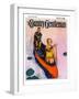 "Couple Paddling Caone," Country Gentleman Cover, August 1, 1929-McClelland Barclay-Framed Giclee Print