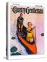 "Couple Paddling Caone," Country Gentleman Cover, August 1, 1929-McClelland Barclay-Stretched Canvas