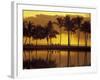 Couple, Palm Trees and Sunset Reflecting in Lagoon at Anaeho'omalu Bay, Big Island, Hawaii, USA-Merrill Images-Framed Photographic Print