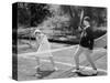 Couple Playing Tennis Together-null-Stretched Canvas