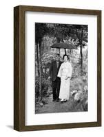 Couple Pose for Portrait in the Rain, Tokyo, Japan, 1967-Takeyoshi Tanuma-Framed Photographic Print