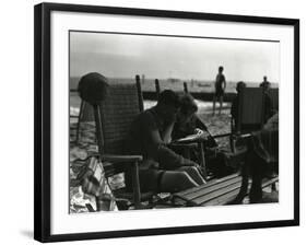 Couple Reading on Beach, Coney Island, C.1910-21-William Davis Hassler-Framed Photographic Print