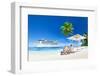 Couple Relaxing in Beach Chair at Beach with 3D Cruise Ship-Rawpixel-Framed Photographic Print