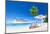 Couple Relaxing in Beach Chair at Beach with 3D Cruise Ship-Rawpixel-Mounted Photographic Print