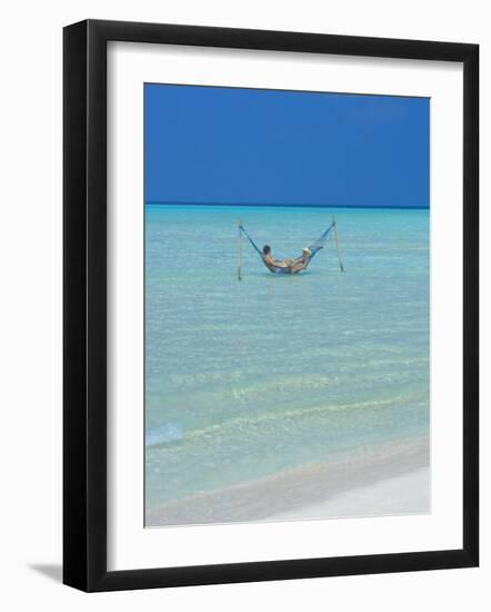 Couple Relaxing in Hammock, Maldives, Indian Ocean, Asia-Sakis Papadopoulos-Framed Photographic Print