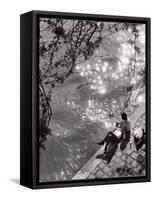 Couple Relaxing on Bank of Seine Near Notre Dame Cathedral During Lunch Hour-Alfred Eisenstaedt-Framed Stretched Canvas