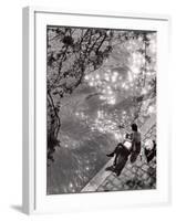 Couple Relaxing on Bank of Seine Near Notre Dame Cathedral During Lunch Hour-Alfred Eisenstaedt-Framed Photographic Print