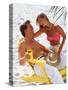 Couple Relaxing on Beach with Lounge Chairs-Bill Bachmann-Stretched Canvas