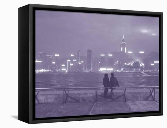 Couple Relaxing on Promenade, Hong Kong, China-John Coletti-Framed Stretched Canvas