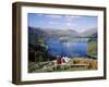 Couple Resting on Bench, Viewing the Lake at Grasmere, Lake District, Cumbria, England, UK-Nigel Francis-Framed Photographic Print