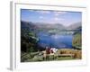 Couple Resting on Bench, Viewing the Lake at Grasmere, Lake District, Cumbria, England, UK-Nigel Francis-Framed Photographic Print