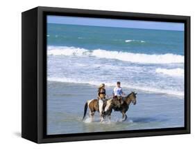 Couple Riding Horses on the Beach, Tibau Do Sul, Natal, Rio Grande Do Norte State, Brazil-Sergio Pitamitz-Framed Stretched Canvas