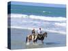 Couple Riding Horses on the Beach, Tibau Do Sul, Natal, Rio Grande Do Norte State, Brazil-Sergio Pitamitz-Stretched Canvas